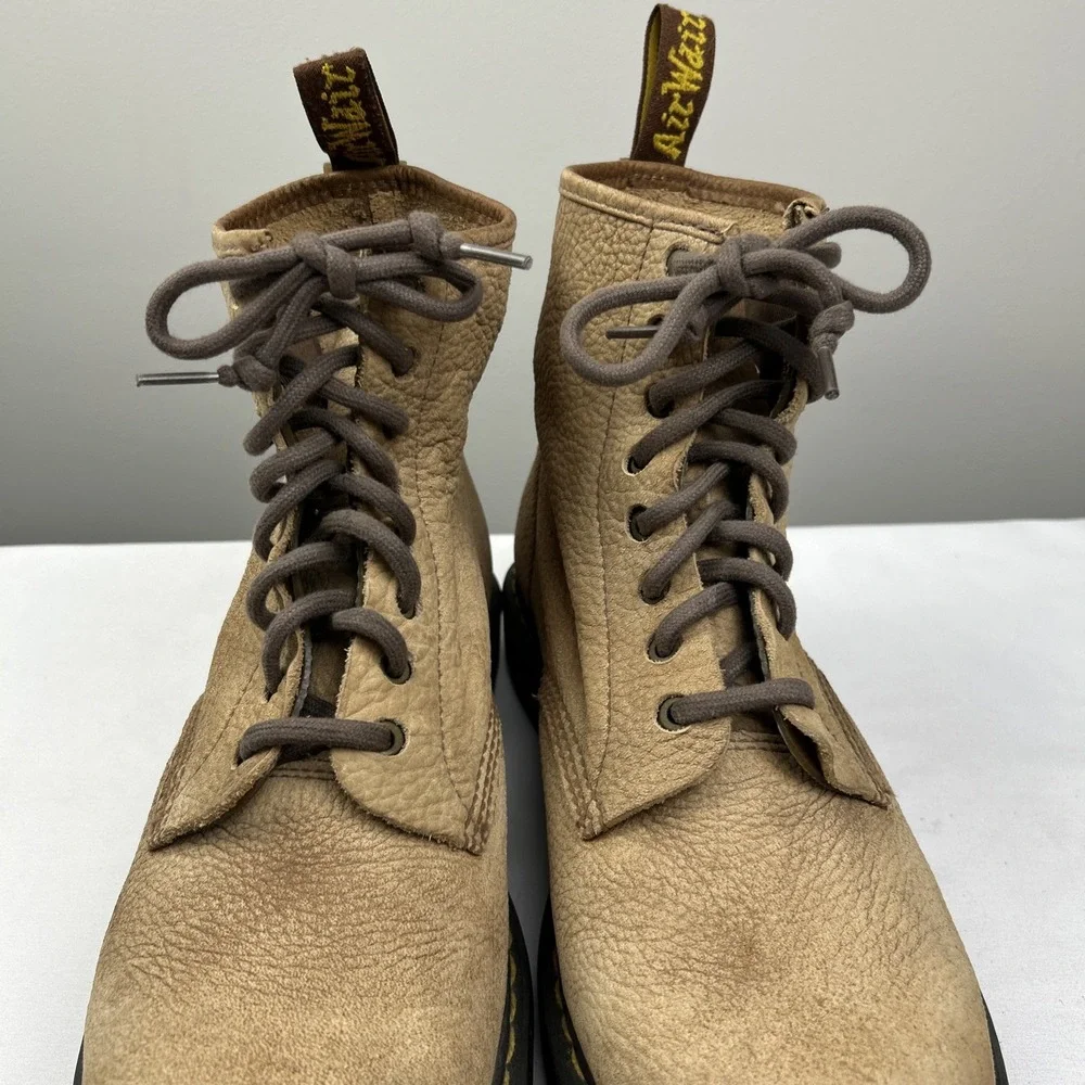 Dr Doc Martens RONNIE Nubuck Boot 8-Hole Air Cushion Sole Mens US 12 Beige